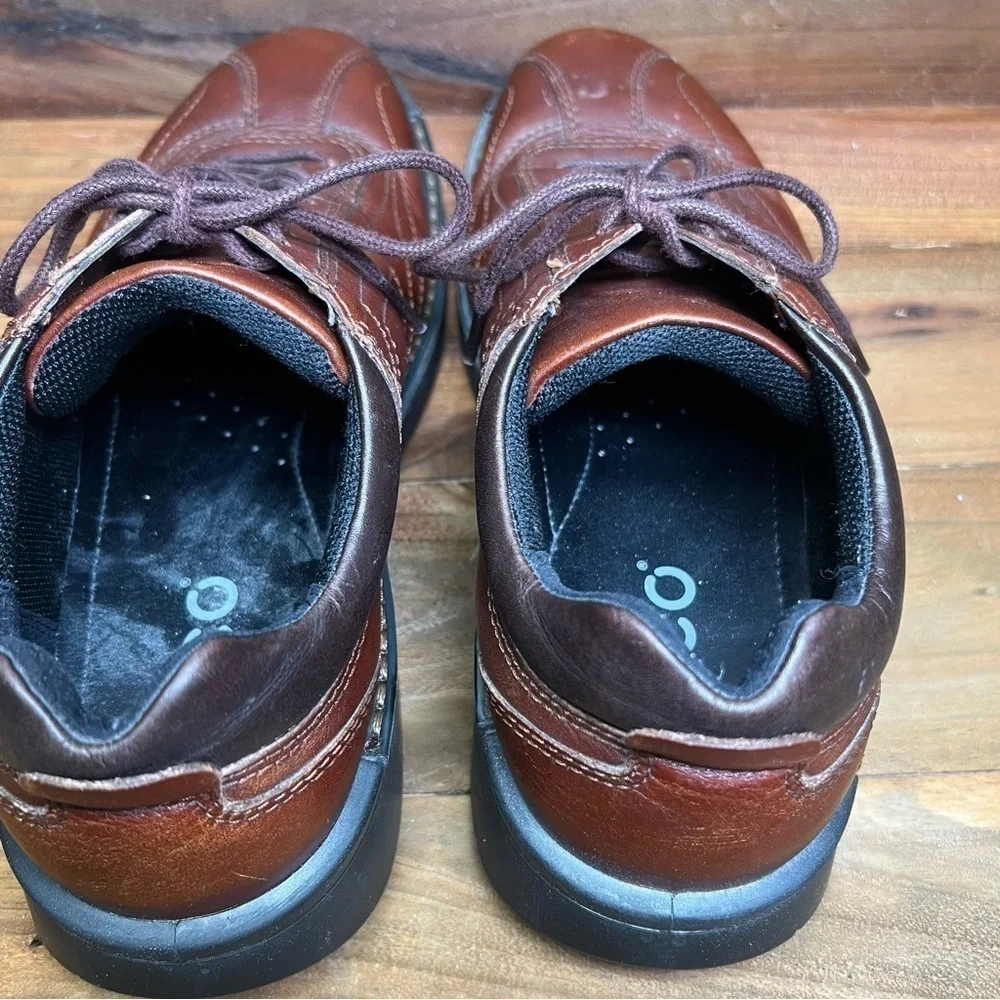 Ecco Shock Point Leather Brown Dress Casual Shoes Made In Thailand Men's 8.5